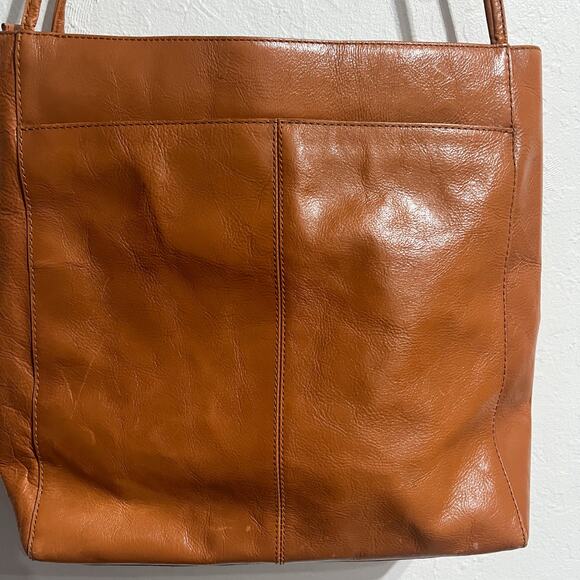 Hobo The Original Tote Bag Shoulder Purse Tan Camel Leather Pockets Double - Picture 7 of 16